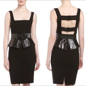 Alice and Olivia Maddy leather Peplum Dress